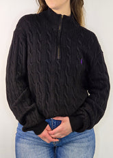 Ralph Lauren - Pull Maille Torsadé Half-zip (L)