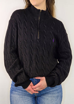 Ralph Lauren - Pull Maille Torsadé Half-zip (L)
